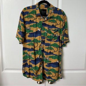 Djab Simons Mens Hawaiian Style Button Down Flowy Shirt